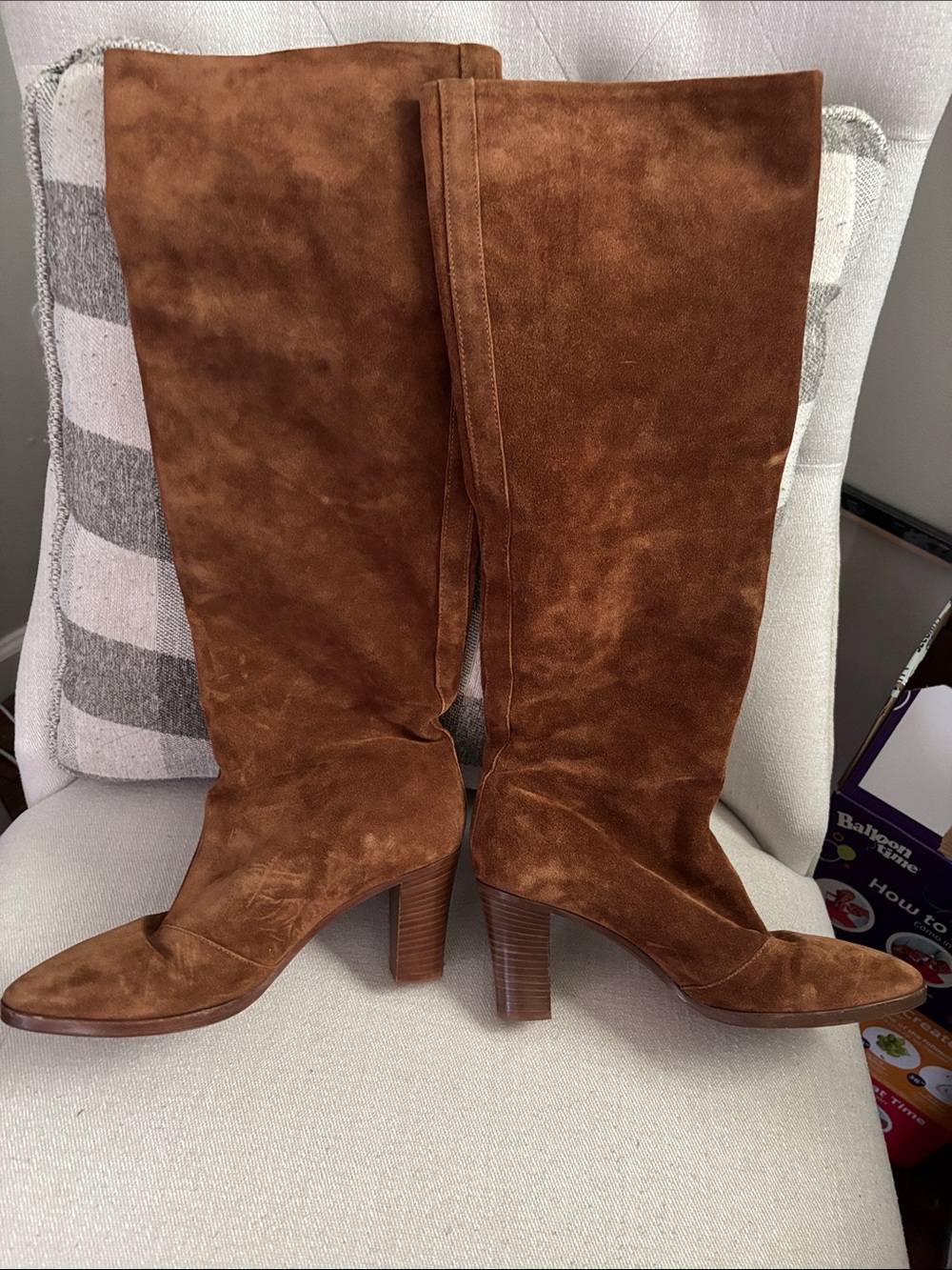 Vince Slouch  Suede Boots in Chestnut Brown